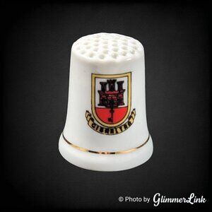 Vintage Gibraltar Crest Coat of Arms Porcelain Collectible Sewing Gift